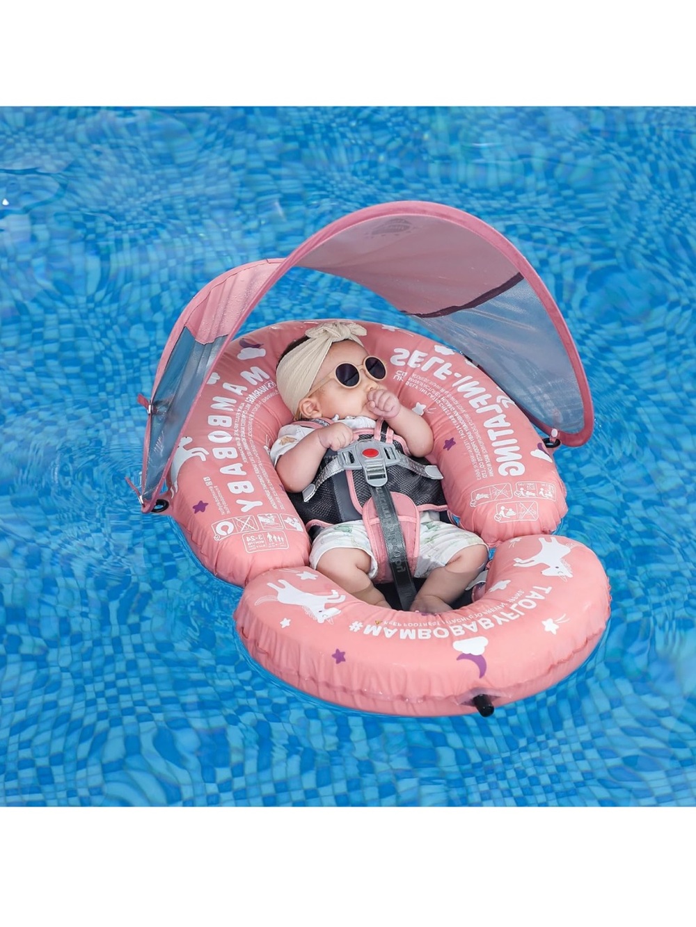 Mambobaby Baby Pool Floats Hammock with Canopy - Portable Swimming Floating